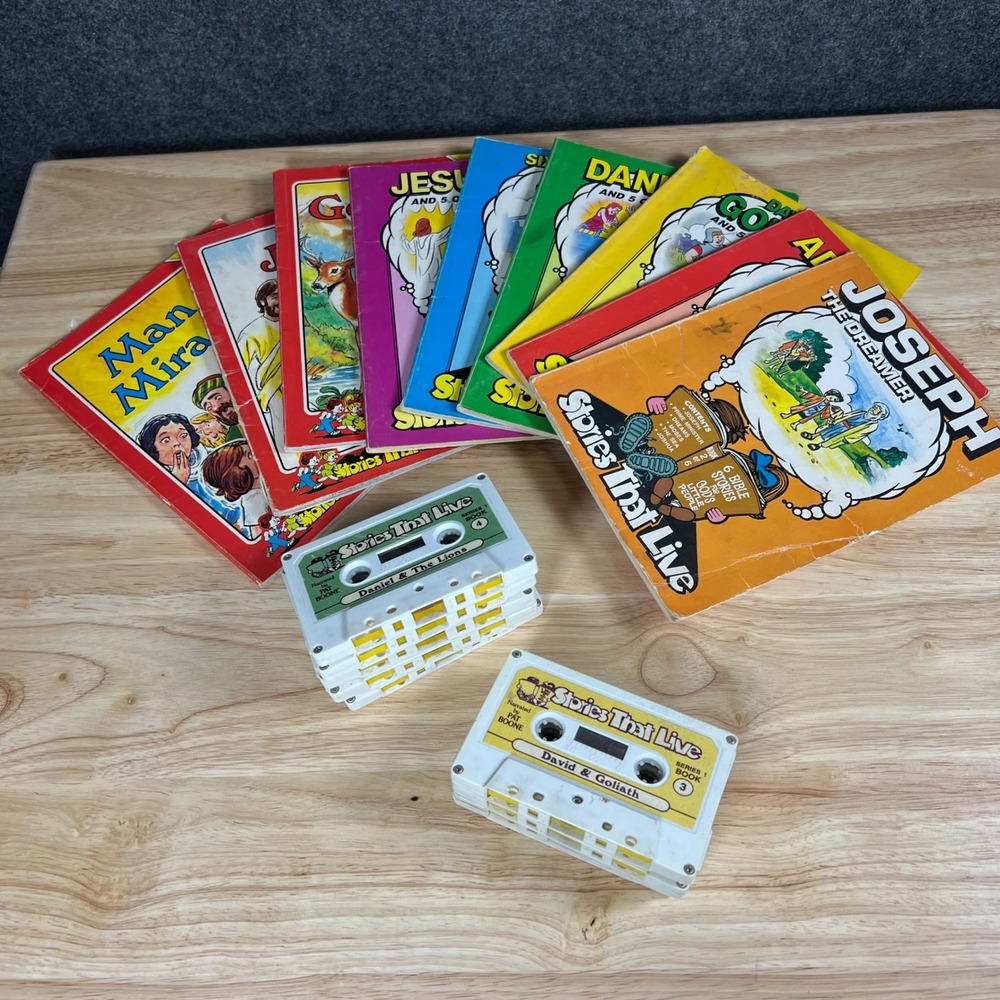 Vintage Stories That Live Bible Books & Cassettes Lot Pat Boone Narrated 9 Books